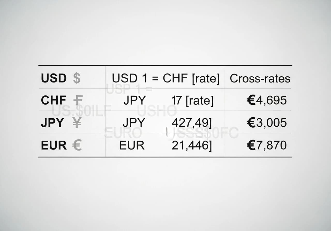 ¿Cómo se compara el dólar estadounidense con el franco suizo, el yen japonés y el euro en esta tabla?