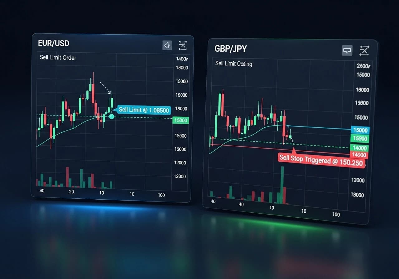 ¿Cuál es la diferencia entre un límite de venta y un stop de venta en el comercio de Forex?